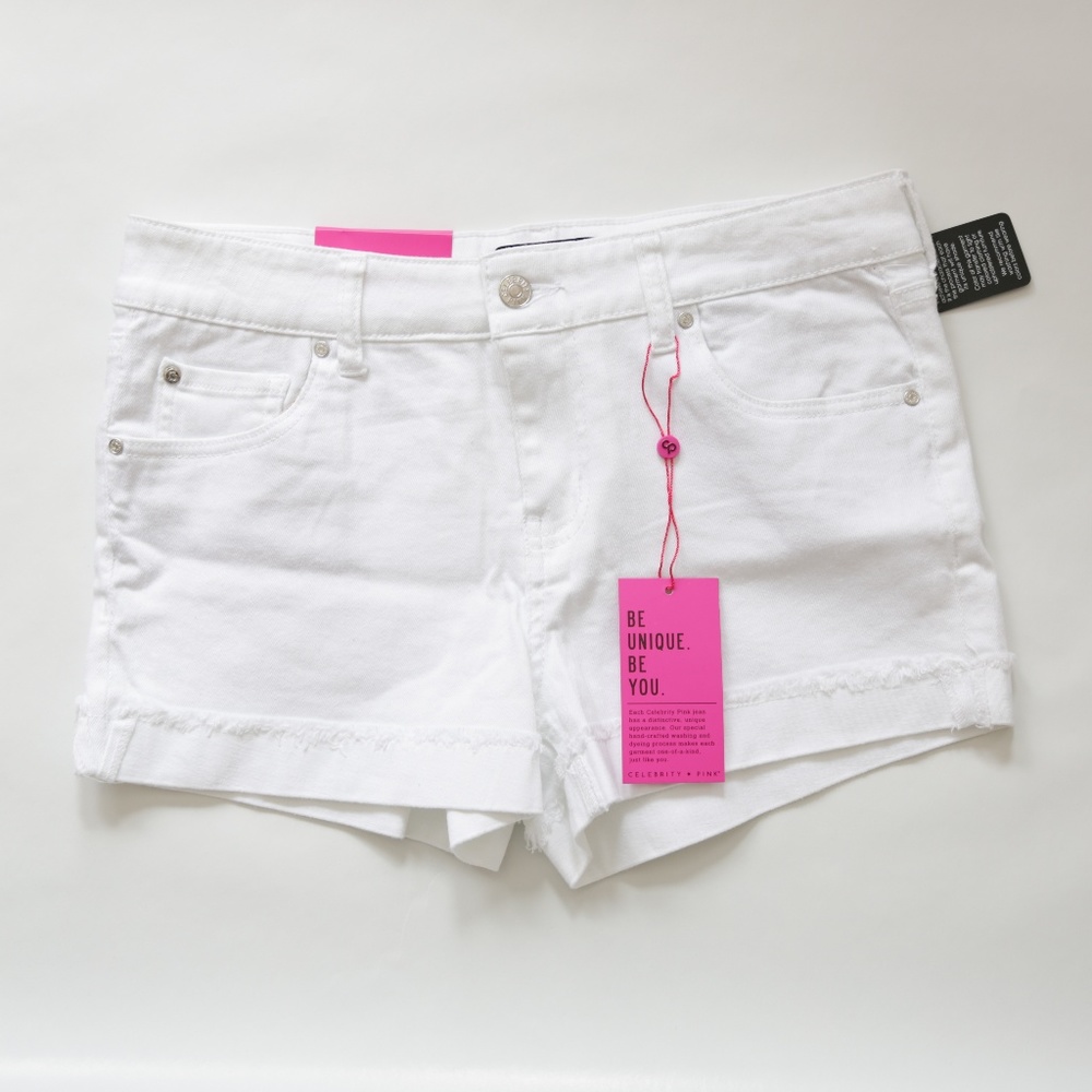 NWT White Cuffed Distressed Hem Jean Shorts